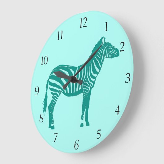 Zebra — Turquoise en Aqua Grote Klok (Hoek)