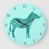 Zebra — Turquoise en Aqua Grote Klok (Voorkant)