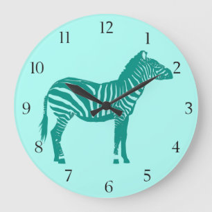 Zebra — Turquoise en Aqua Grote Klok