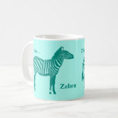 Zebra — Turquoise en Aqua Koffiemok (Voorkant links)