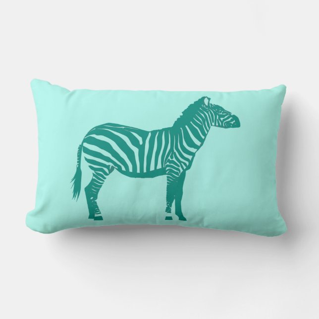 Zebra — Turquoise en Aqua Kussen (Voorkant)