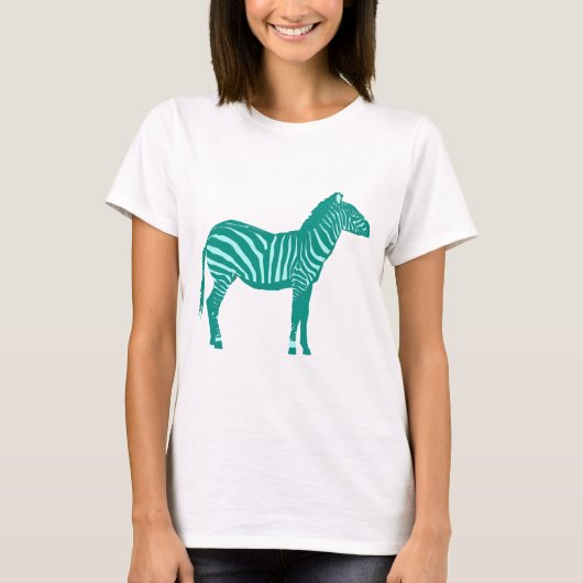 Zebra — Turquoise en Aqua T-shirt (Voorkant)