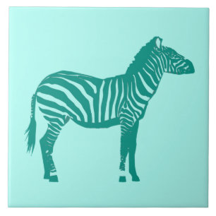 Zebra — Turquoise en Aqua Tegeltje