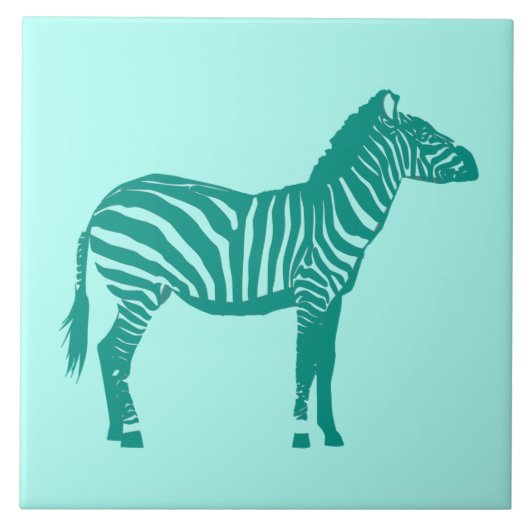 Zebra — Turquoise en Aqua Tegeltje (Voorkant)