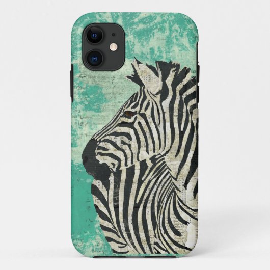  Zebra Turquoise iPhone Case (Achterkant)
