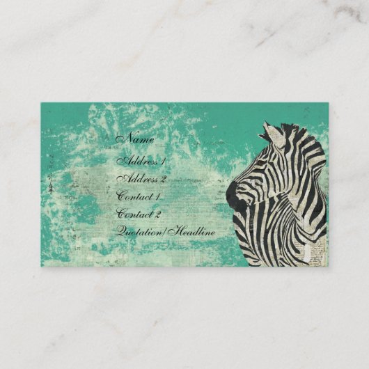  Zebra Turquoise Visitekaartje/Labels Visitekaartje (Voorkant)
