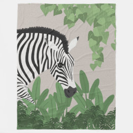 Zebra tussen bladeren fleece deken
