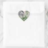 Zebra tussen bladeren hart sticker (Tas)