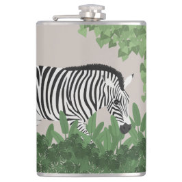 Zebra tussen bladeren heupfles