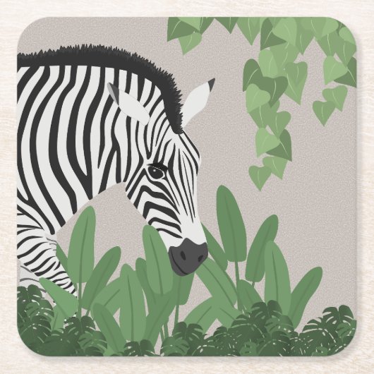 Zebra tussen bladeren kartonnen onderzetters (Voorkant)