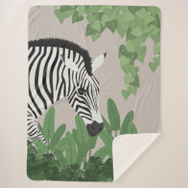 Zebra tussen bladeren sherpa deken