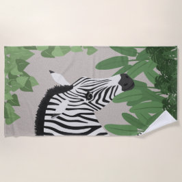 Zebra tussen bladeren strandlaken