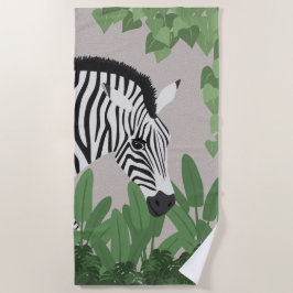 Zebra tussen bladeren strandlaken