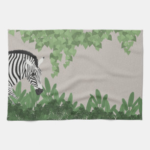 Zebra tussen bladeren theedoek