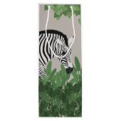 Zebra tussen bladeren wijn cadeautas (Achterkant)