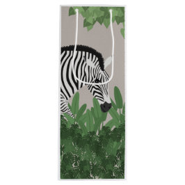 Zebra tussen bladeren wijn cadeautas