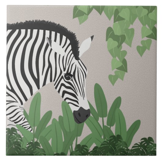 Zebra tussen de bladeren tegeltje (Voorkant)