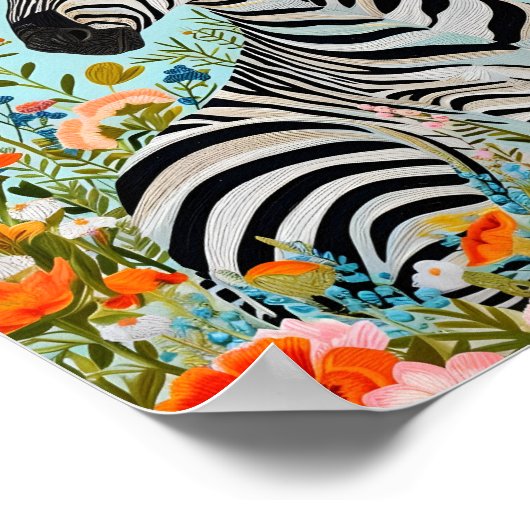 Zebra tussen de bloemen 🦓 poster (Hoek)