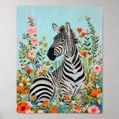 Zebra tussen de bloemen 🦓 poster (Voorkant)