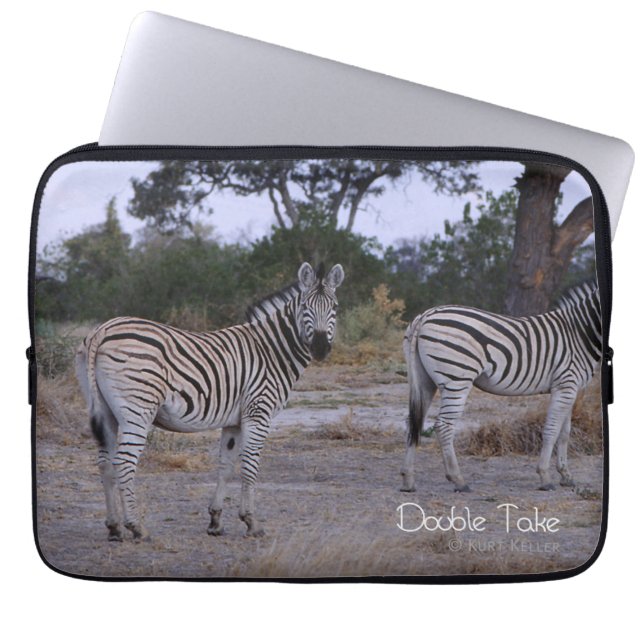 Zebra Twins Double Take Photo Laptop Sleeve (Voorkant)