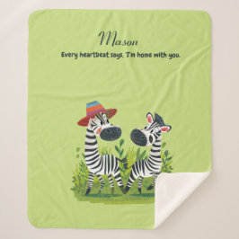 Zebra Twins in the Wild en gepersonaliseerde naam Sherpa Deken