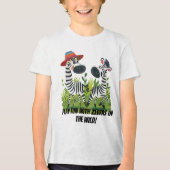 Zebra Twins in the Wild en gepersonaliseerde naam Tri-Blend Shirt (Voorkant)
