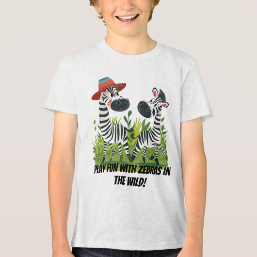 Zebra Twins in the Wild en gepersonaliseerde naam Tri-Blend Shirt (Voorkant)