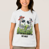 Zebra Twins in the Wild en gepersonaliseerde naam Tri-Blend Shirt (Voorkant)