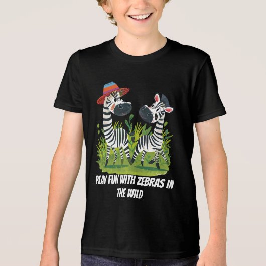 Zebra Twins in the Wild en gepersonaliseerde naam Tri-Blend Shirt (Voorkant)
