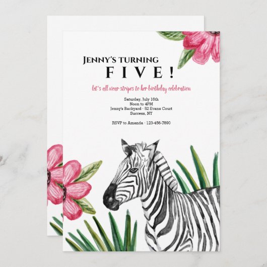 Zebra Uitnodigingen (Voorkant / Achterkant)