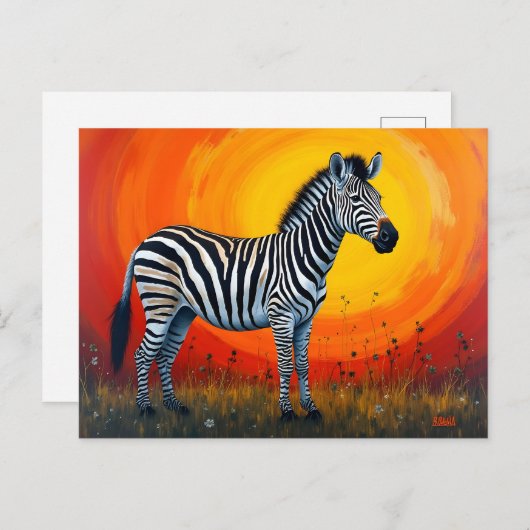 Zebra Under a Bright Sun Briefkaart (Voorkant / Achterkant)