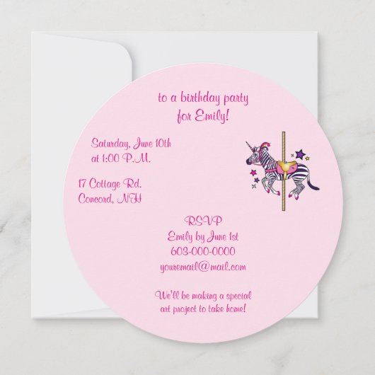 Zebra Unicorn Birthday Kaart (Achterkant)