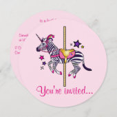 Zebra Unicorn Birthday Kaart (Voorkant / Achterkant)