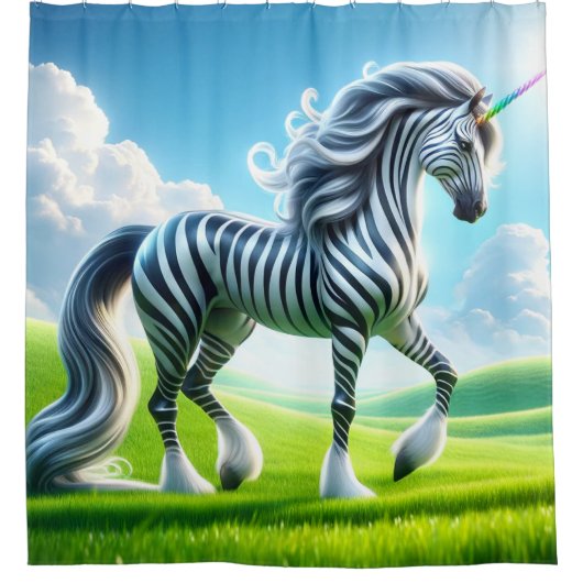 Zebra Unicorn Douchegordijn (Voorkant)