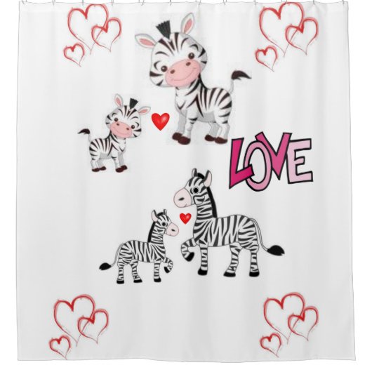 Zebra valentijns gordijn met douche wit (Voorkant)