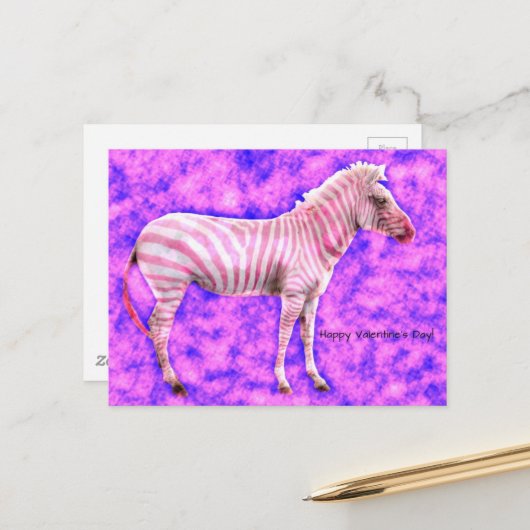 Zebra Valentijnsdag Briefkaart (Voorkant / Achterkant in situ)