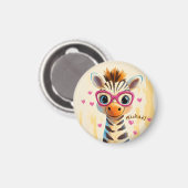 Zebra Valentijnsdag Hart Badge - Kinderen School Magneet (Voorkant / Achterkant)
