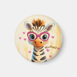 Zebra Valentijnsdag Hart Badge - Kinderen School Magneet