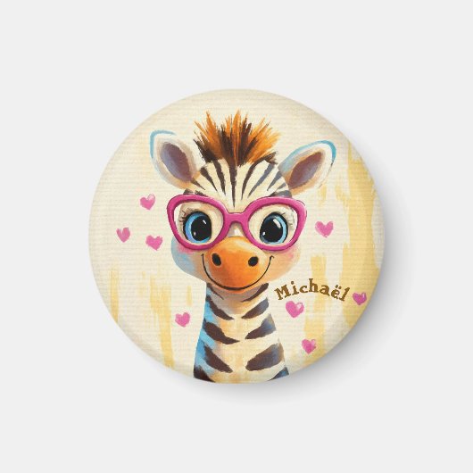 Zebra Valentijnsdag Hart Badge - Kinderen School Magneet (Voorkant)