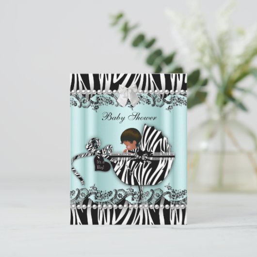 Zebra van Afrikaanse Amerikaanse Baby showers Kaart (Staand voorkant)