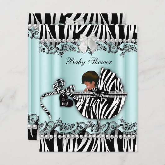 Zebra van Afrikaanse Amerikaanse Baby showers Kaart (Voorkant / Achterkant)