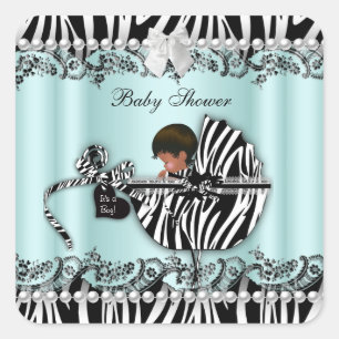 Zebra van Afrikaanse Amerikaanse Baby showers Vierkante Sticker