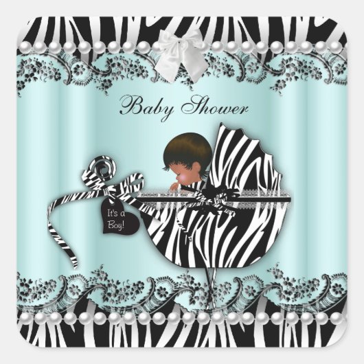 Zebra van Afrikaanse Amerikaanse Baby showers Vierkante Sticker (Voorkant)
