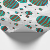 Zebra van bruine en Blauwgroen pokadots Cadeaupapier (Hoek)