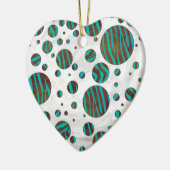 Zebra van bruine en Blauwgroen pokadots Keramisch Ornament (Links)