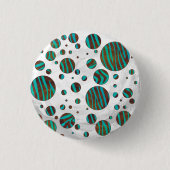 Zebra van bruine en Blauwgroen pokadots Ronde Button 3,2 Cm (Voorkant)