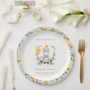 Zebra van Cute Yellow Baby Vloeit elke dag van de  Papieren Bordje