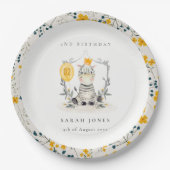 Zebra van Cute Yellow Baby Vloeit elke dag van de Papieren Bordje (Voorkant)