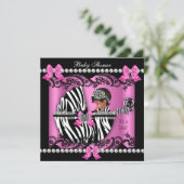 Zebra van de Afrikaanse Amerikaanse Baby shower Cu Kaart (Staand voorkant)