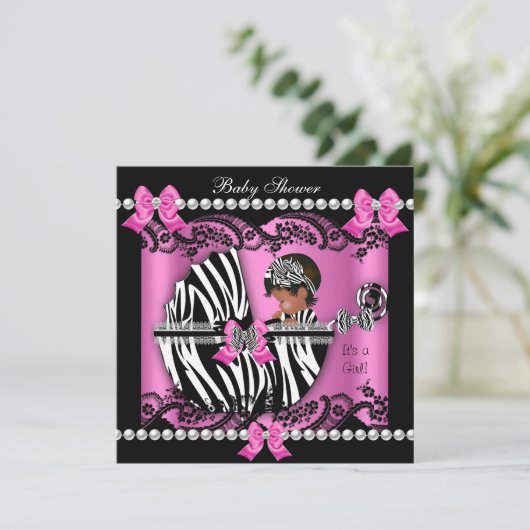 Zebra van de Afrikaanse Amerikaanse Baby shower Cu Kaart (Staand voorkant)